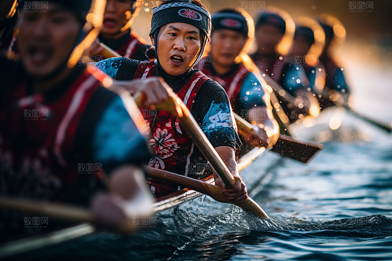 端午划龙舟庆祝节日摄影图