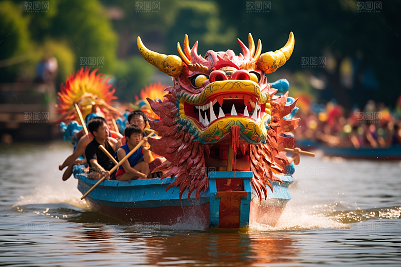 端午划龙舟庆祝划船摄影图