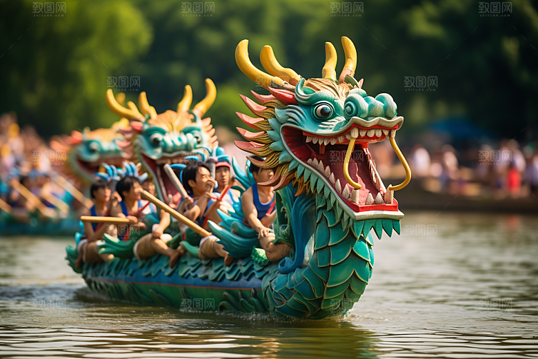 端午划龙舟节庆团体活动摄影图