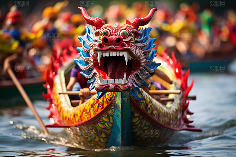 端午划龙舟水上运动庆祝摄影图