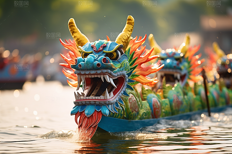 端午划龙舟水上运动传统文化摄影图