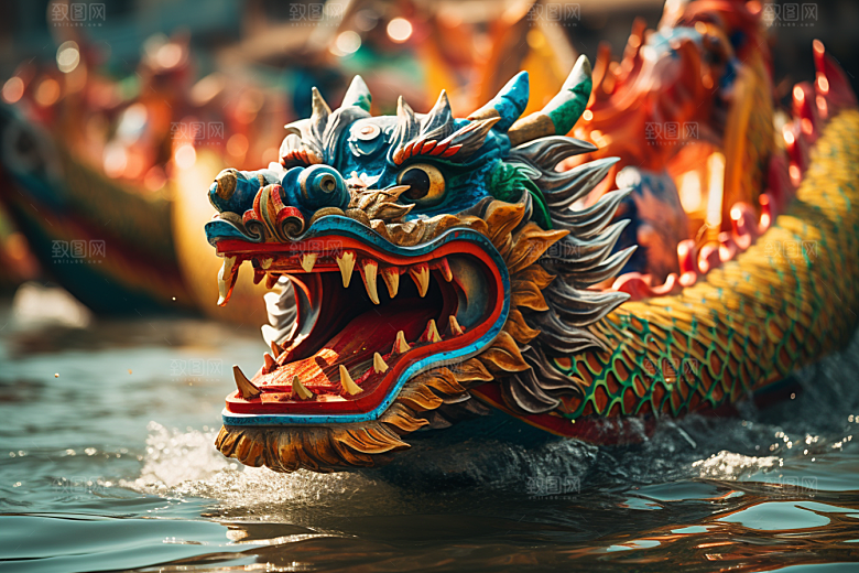 端午划龙舟水上运动庆祝摄影图