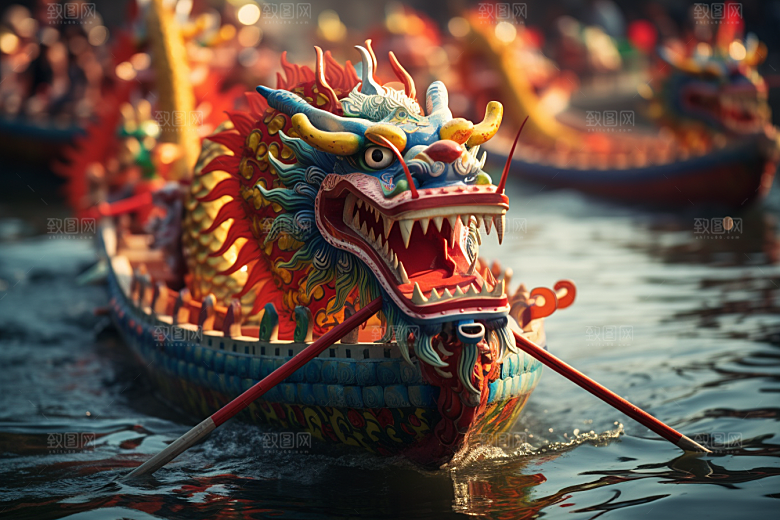 端午划龙舟庆祝水上运动摄影图