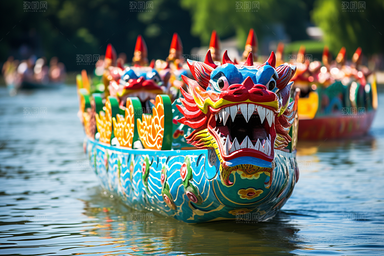 端午划龙舟选手节日摄影图