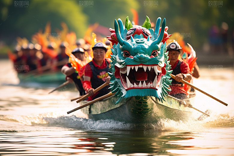 端午划龙舟水上运动传统文化摄影图