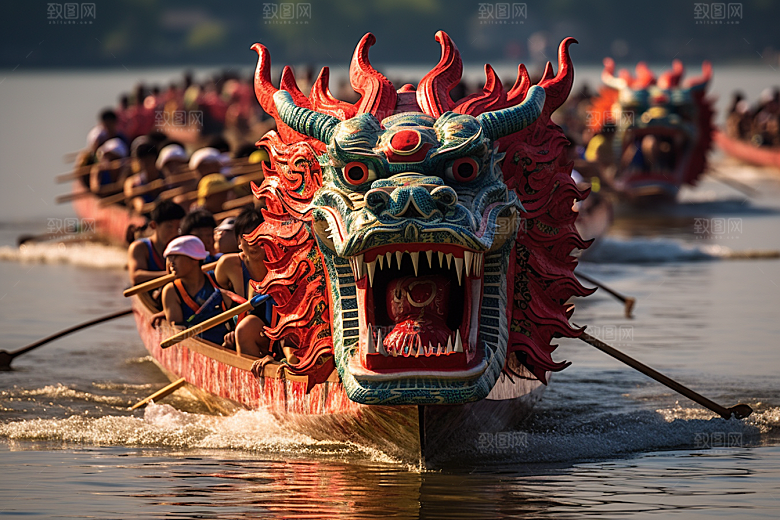 端午划龙舟水上运动划船摄影图