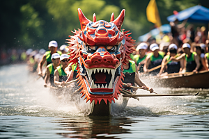 端午划龙舟水上运动传统文化摄影图