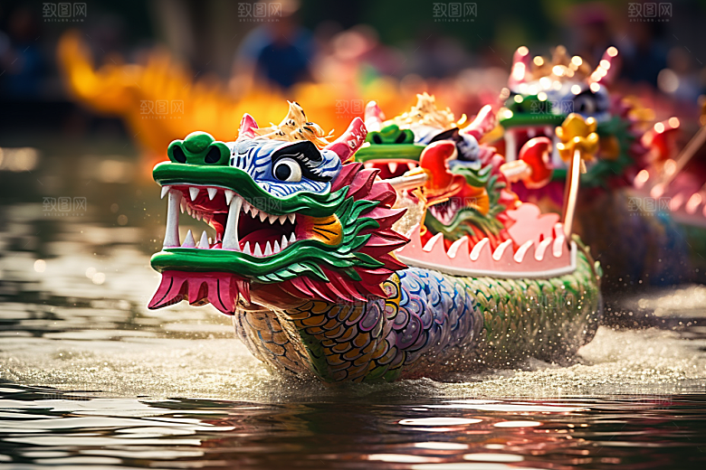 端午划龙舟团体活动节庆摄影图