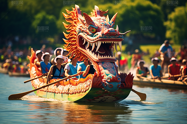 端午划龙舟比赛节日摄影图