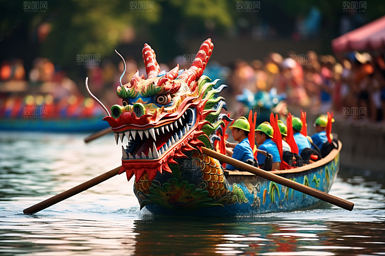 端午划龙舟庆祝选手摄影图