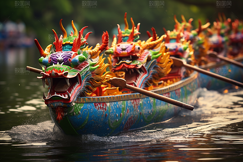 端午划龙舟团体活动高清摄影图
