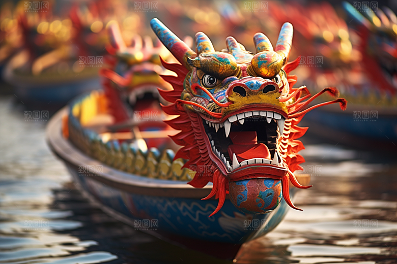 端午划龙舟水上运动团体活动摄影图