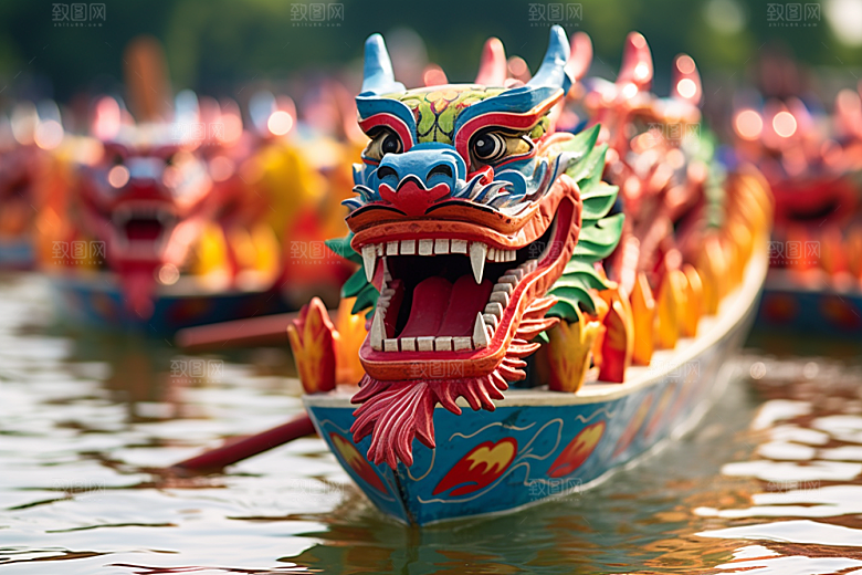 端午划龙舟划船庆祝摄影图