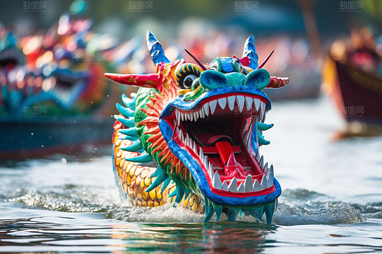 端午划龙舟竞技水上运动摄影图