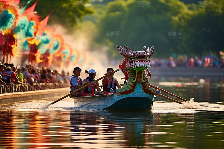 端午划龙舟划船庆祝摄影图