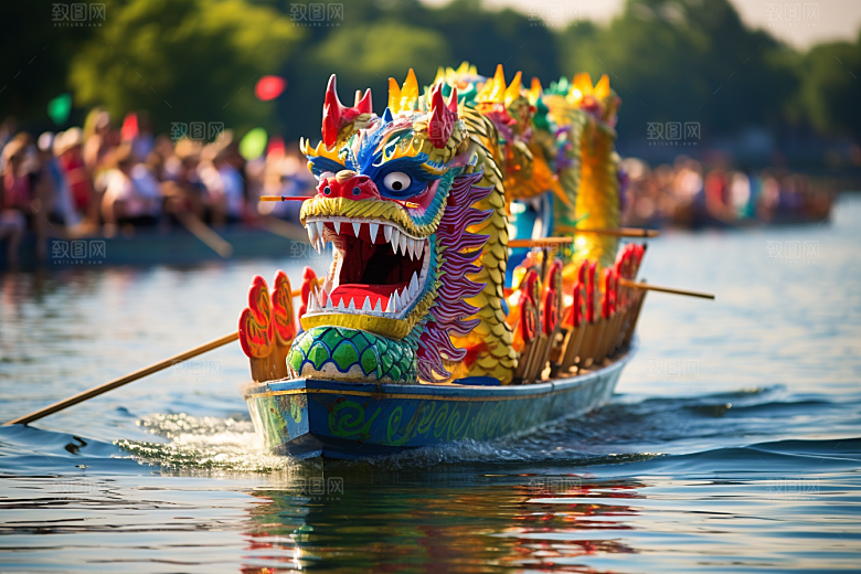 端午划龙舟划船竞技摄影图