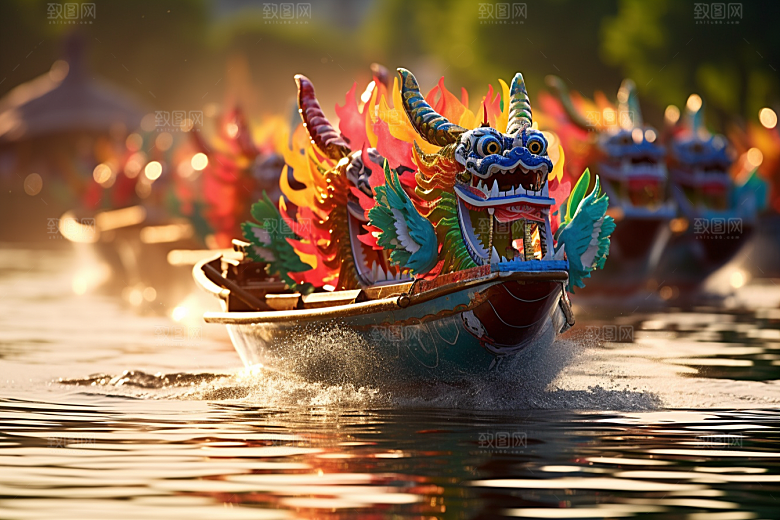 端午划龙舟庆祝水上运动摄影图