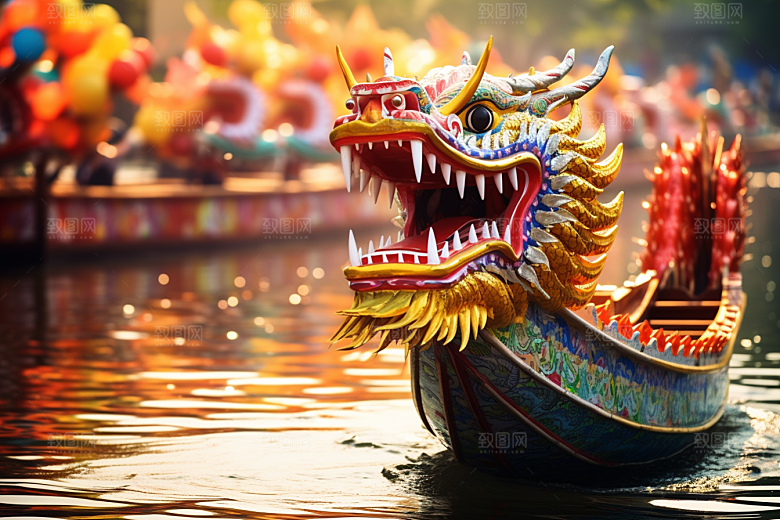 端午划龙舟庆祝节日摄影图