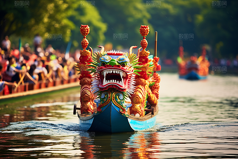 端午划龙舟庆祝激烈摄影图