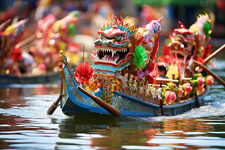 端午划龙舟庆祝激烈摄影图