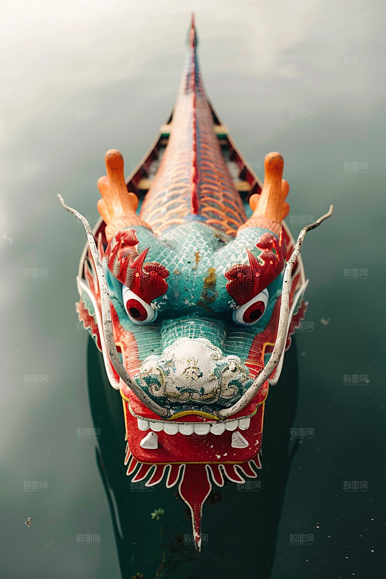 端午划龙舟激烈划船摄影图
