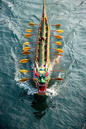 端午划龙舟比赛团体活动摄影图