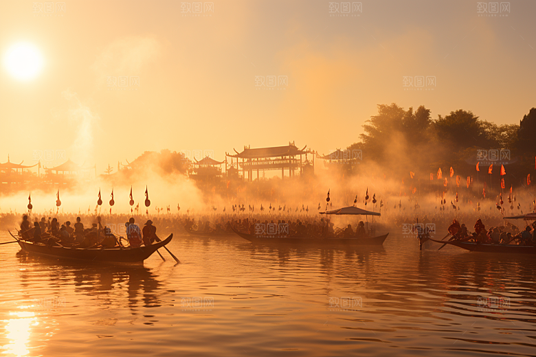 端午划龙舟竞技节庆摄影图