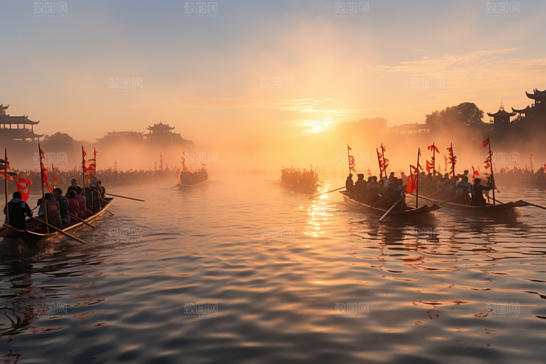 端午划龙舟水上运动选手摄影图