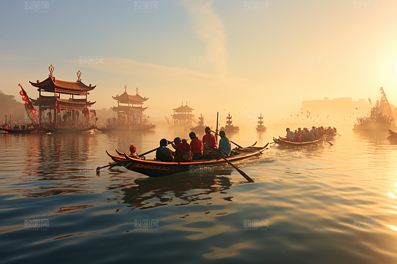 端午划龙舟团体活动节日摄影图