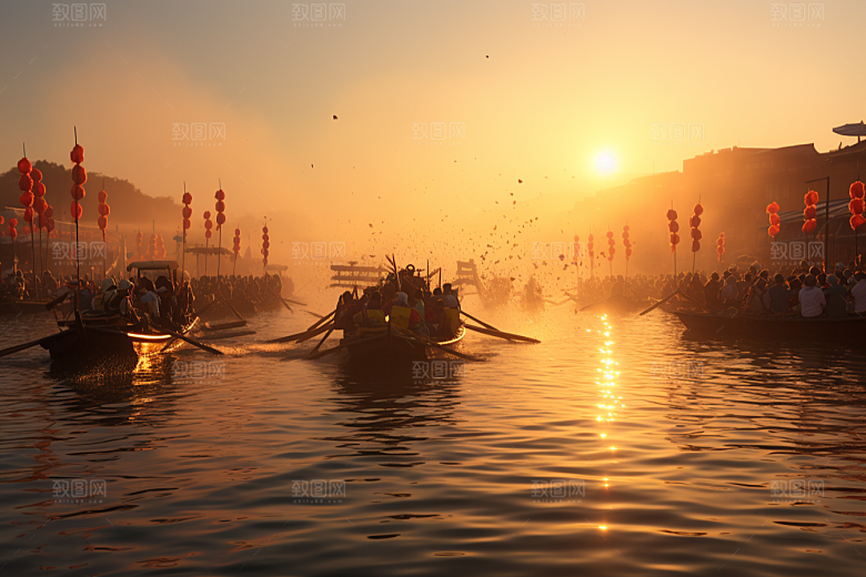 端午划龙舟团体活动划船摄影图