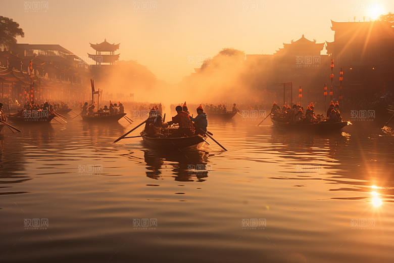 端午划龙舟竞技节日摄影图