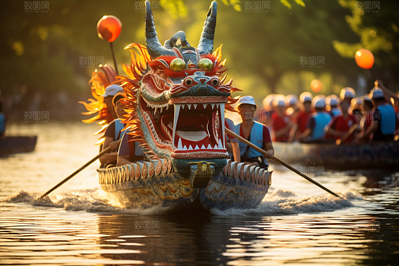 端午划龙舟水上运动划船摄影图
