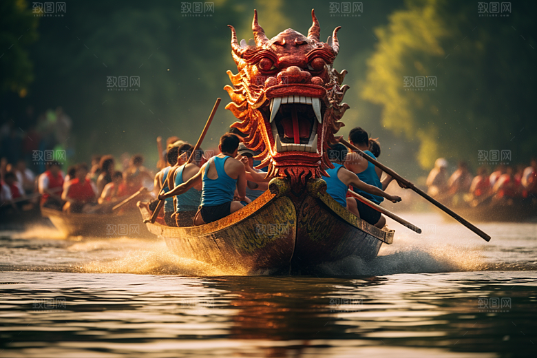 端午划龙舟高清选手摄影图
