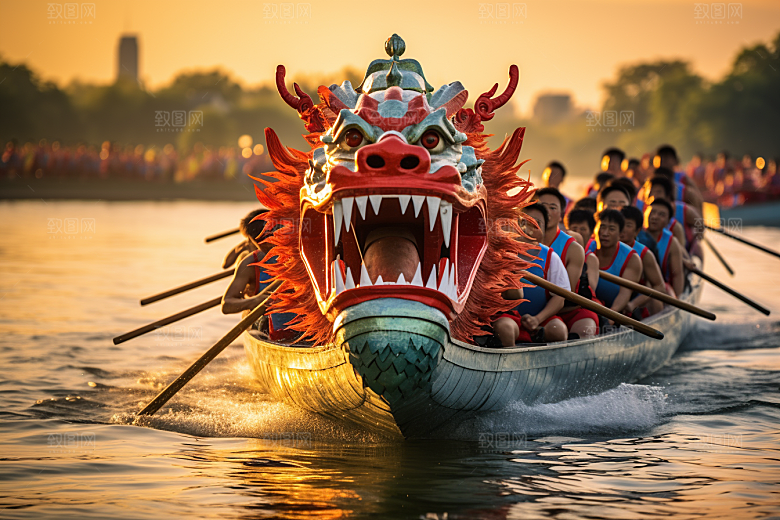 端午划龙舟水上运动高清摄影图