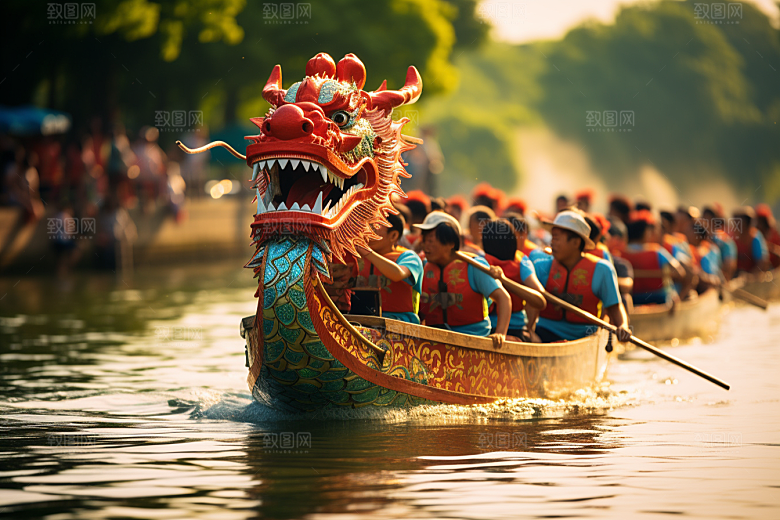 端午划龙舟高清激烈摄影图