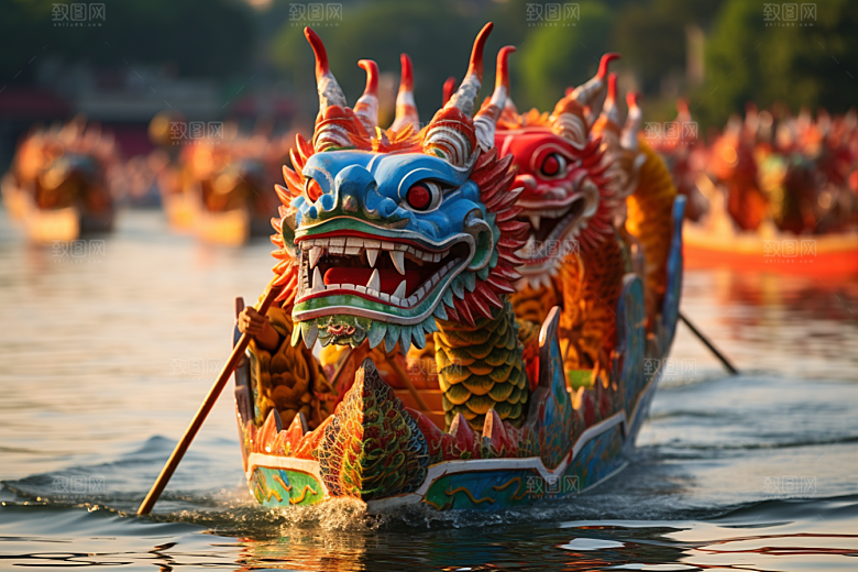 端午划龙舟节日划船摄影图