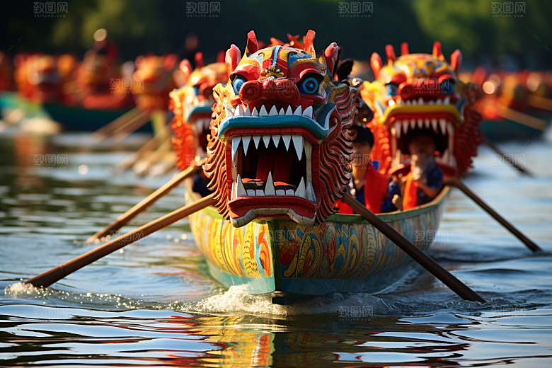 端午划龙舟庆祝选手摄影图