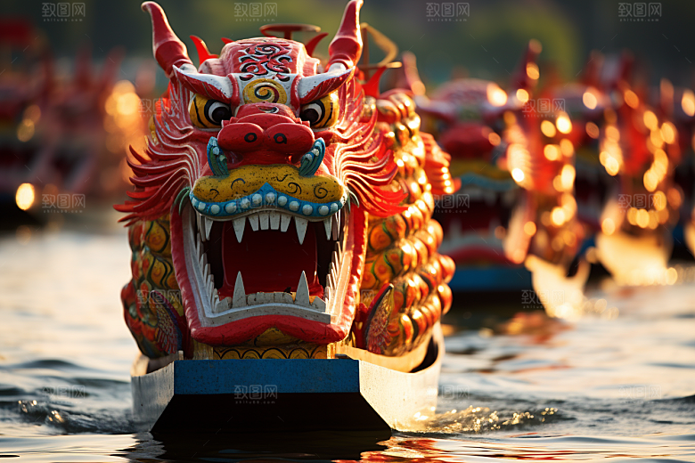 端午划龙舟选手划船摄影图