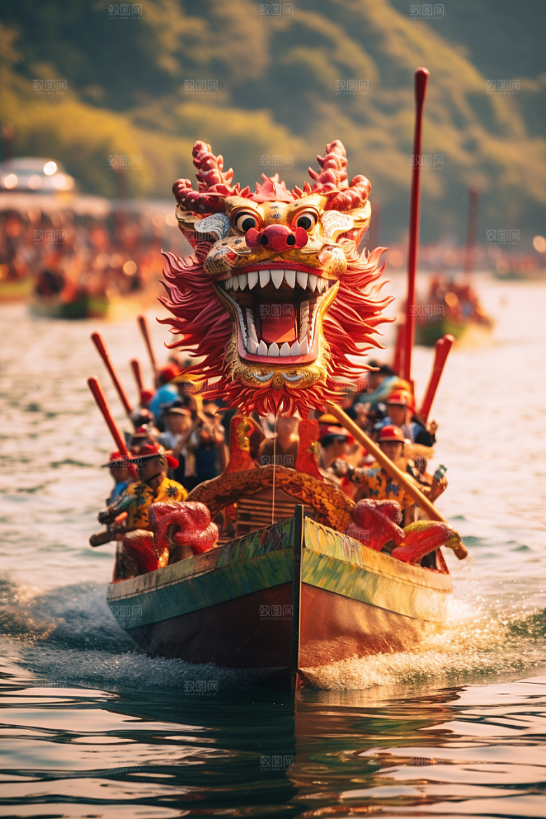 端午划龙舟选手团体活动摄影图