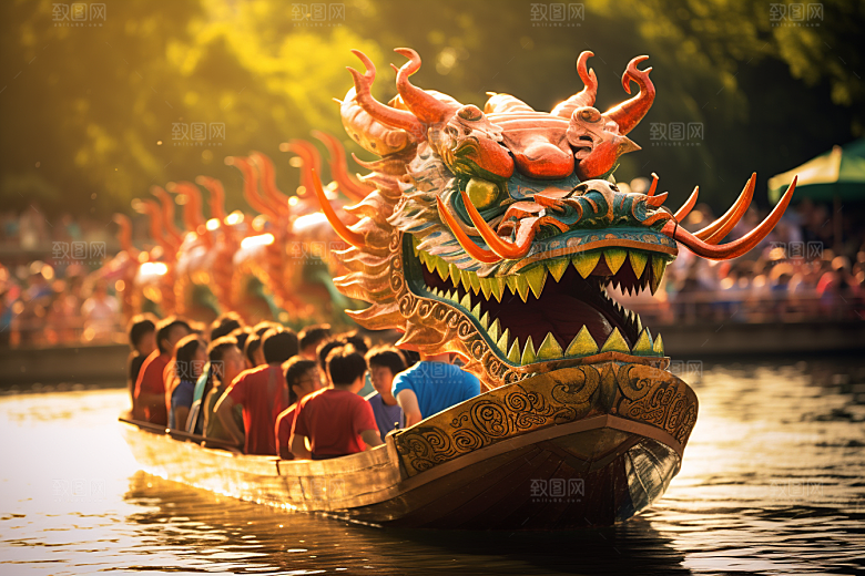 端午划龙舟传统文化水上运动摄影图