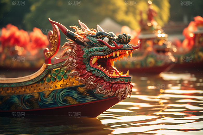 端午划龙舟选手节庆摄影图