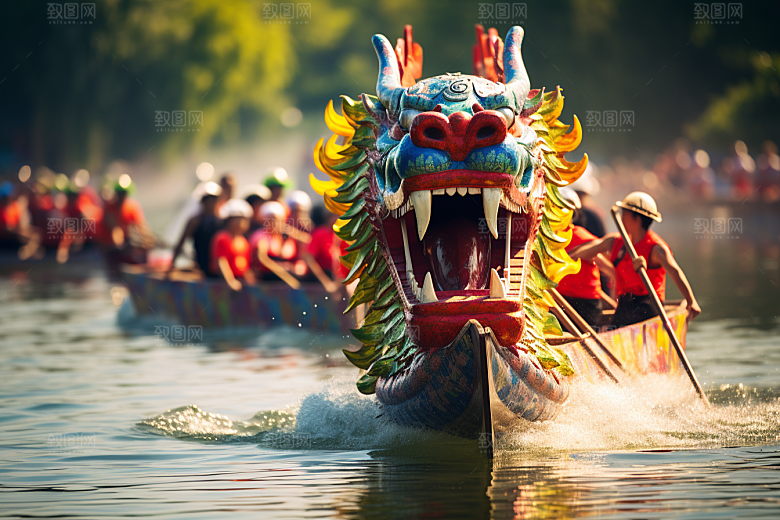 端午划龙舟传统文化水上运动摄影图