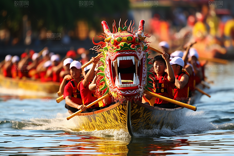 端午划龙舟划船庆祝摄影图