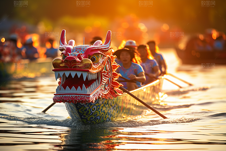 端午划龙舟竞技选手摄影图