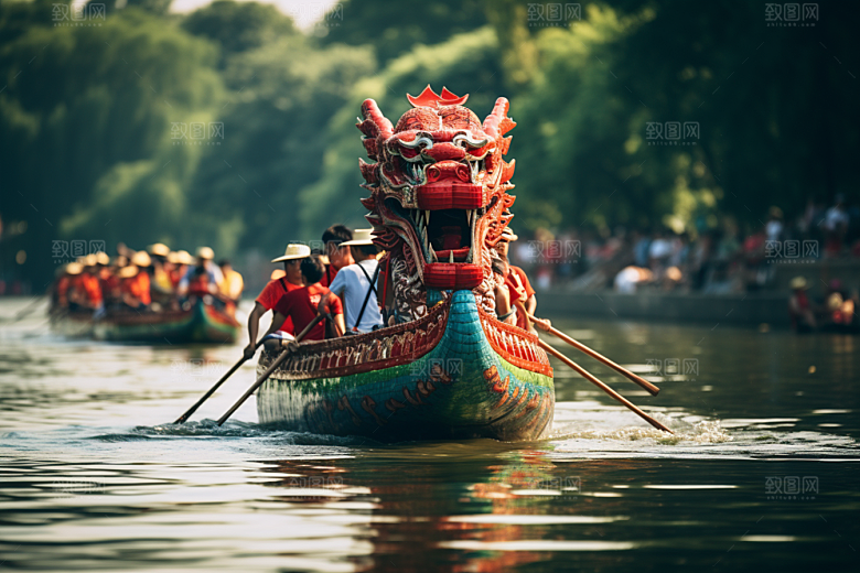 端午划龙舟传统文化激烈摄影图