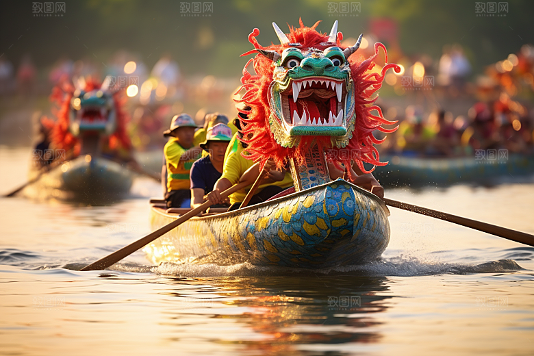 端午划龙舟庆祝比赛摄影图