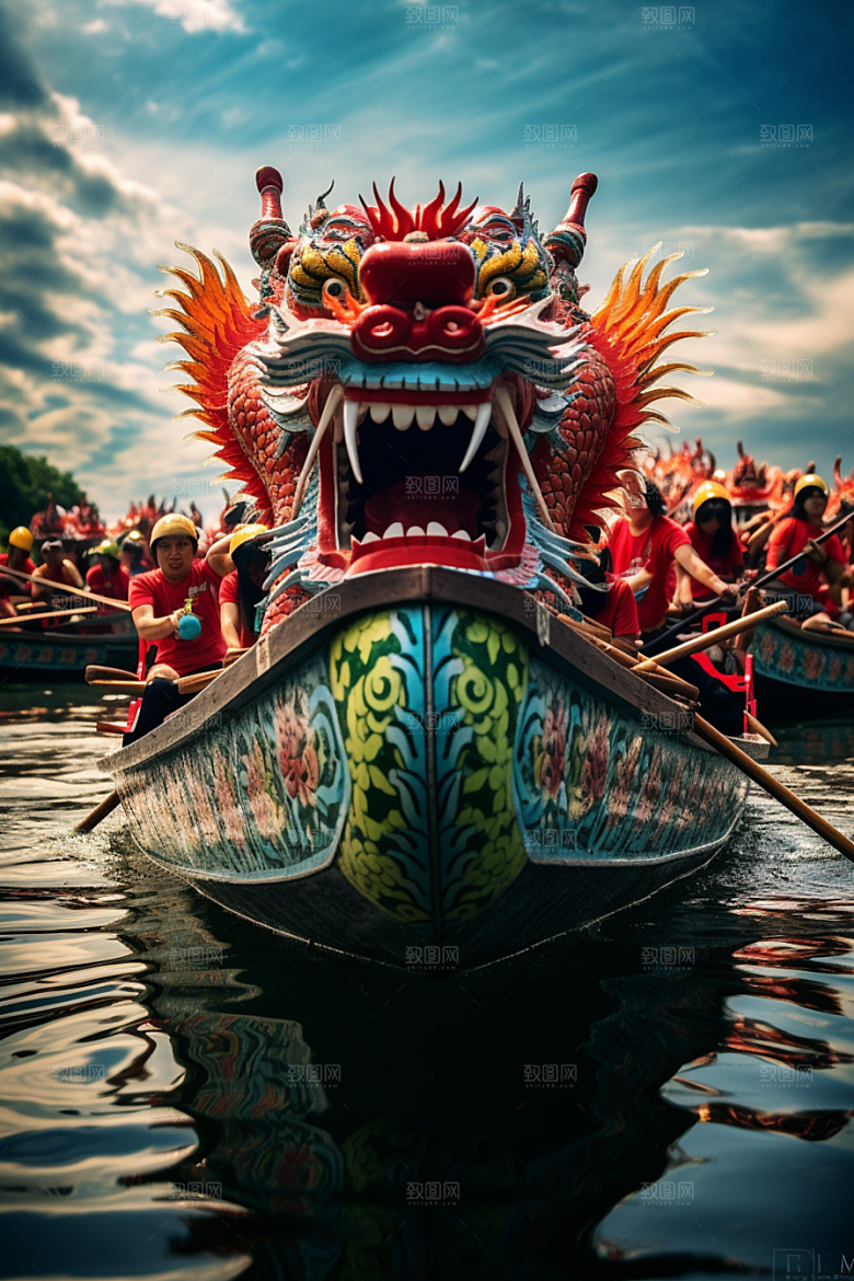 端午划龙舟高清激烈摄影图