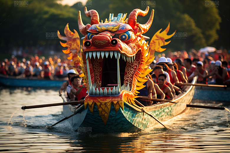 端午划龙舟划船庆祝摄影图