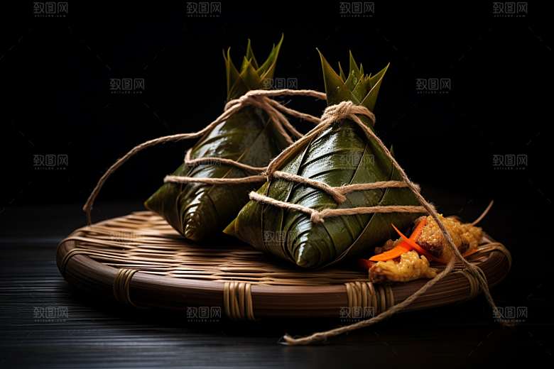 粽子粽叶传统美食摄影图