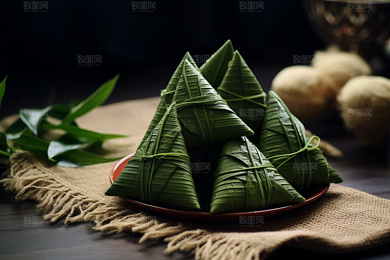 粽子包粽子粽叶摄影图